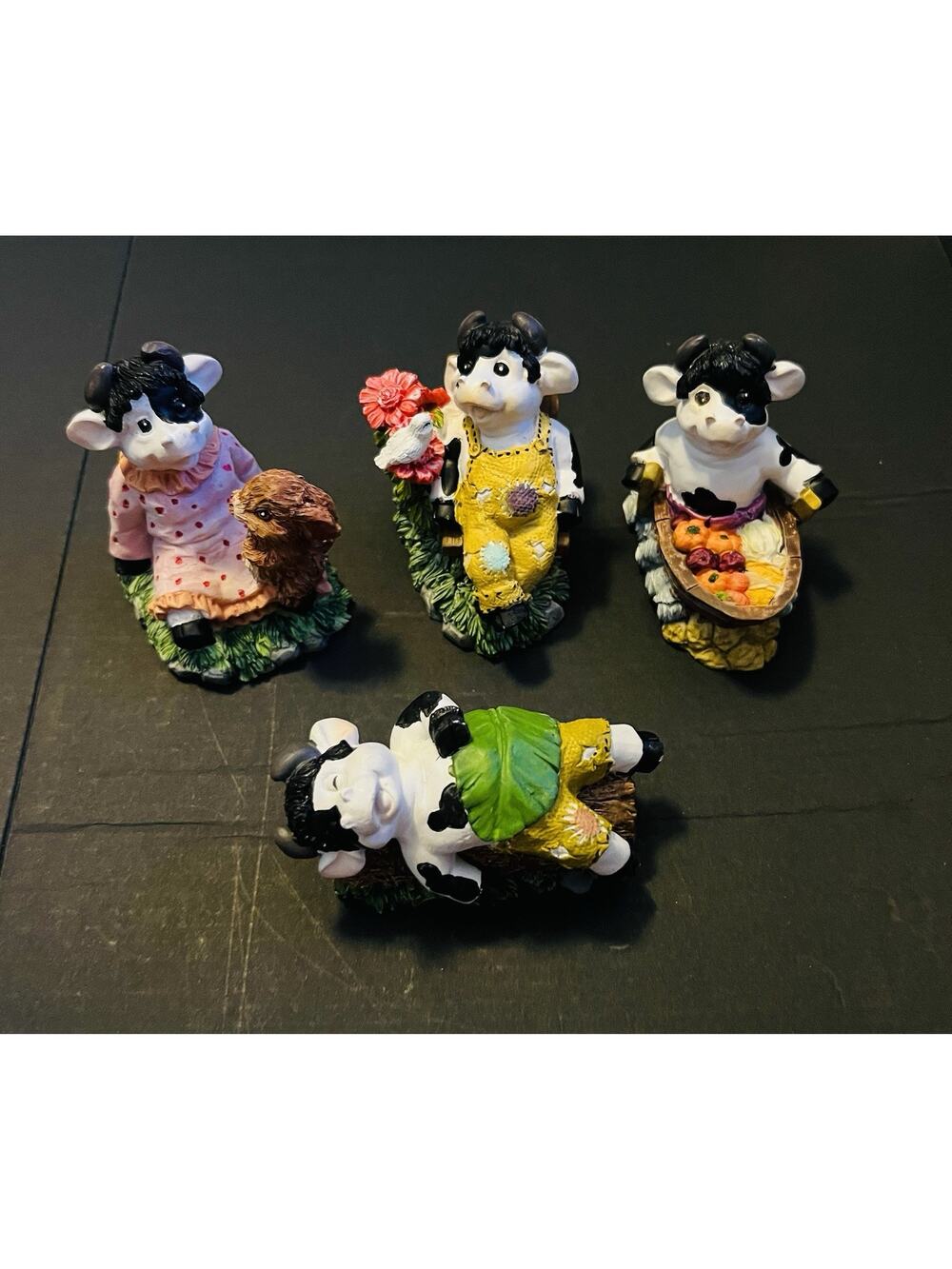 Abundant Harvest" / Farmers Market Holstein 4 Cow Figurines